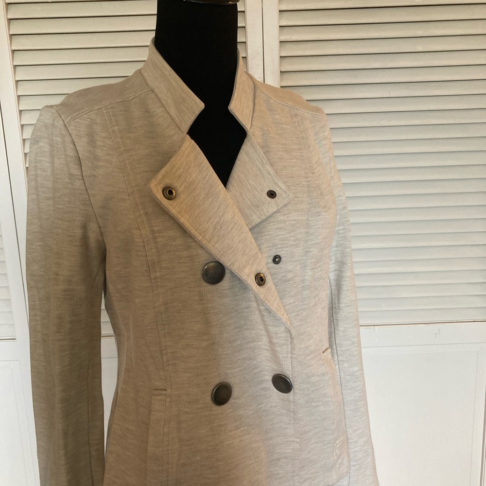 Cabi knit moto jacket, size medium, beige